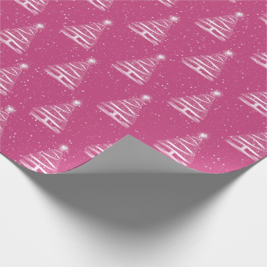 Weißer Weihnachtssternbaum in Rosa Geschenkpapier (Ecke)