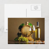 Weißer Wein am Tisch Postkarte (Vorne/Hinten)