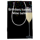 Weißer Wein Geburtstag Mittlere Geschenktüte (Vorderseite)