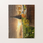 Weißer Wein mit Barrel auf Weinberg im Chianti Puzzle (Vertikal)