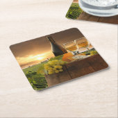 Weißer Wein mit Barrel auf Weinberg im Chianti Rechteckiger Pappuntersetzer (angewinkelt)