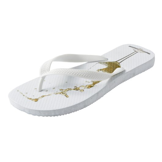 Weißer Wein Splash Glass Hochzeit Wein Verkostung Badesandalen (Schrägansicht)