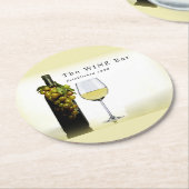 Weißer Wein & Trauben, Bar/Weinkeller Runder Pappuntersetzer (Angewinkelt)
