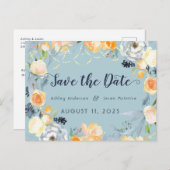 WEISSER WEIN UND ROSE Save the Date Postkarte (Vorne/Hinten)