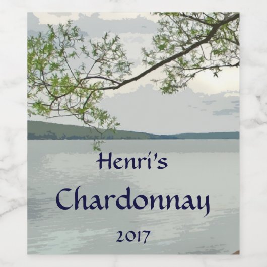 Weißer Weinsee und Wilder Baum Weinetikett (Einzelnes Label)