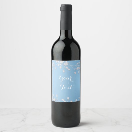 Weißer Weinzweig Winter Blue Custom Wine Labels Weinetikett (Vorderseite)