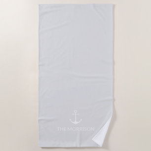 Weißer weißer Ankerpunkt des nautischen benutzerde Strandtuch