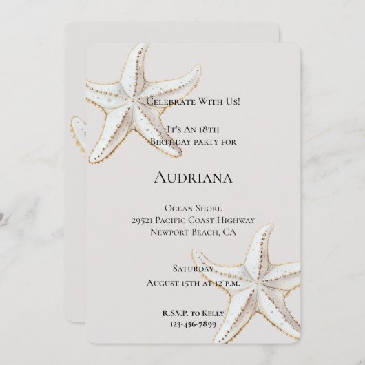 Weißer Weißer Seeteufel zum Geburtstag Einladung (Vorne/Hinten)