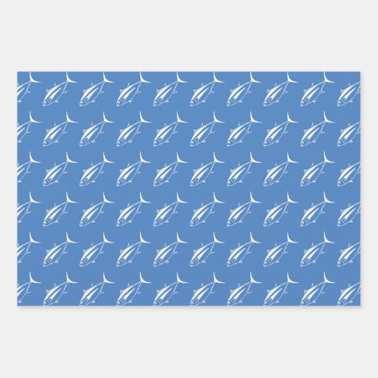 Weißer Weißer Thunfisch auf Ägäischem Blau im groß Geschenkpapier Set (Vorderseite 2)