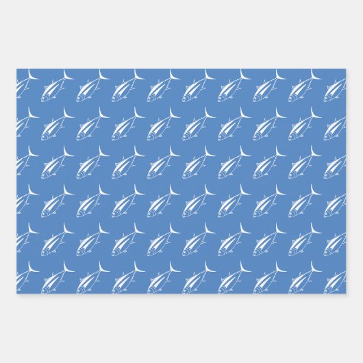 Weißer Weißer Thunfisch auf Ägäischem Blau im groß Geschenkpapier Set (Vorderseite)