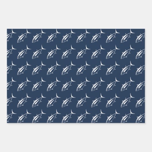 Weißer Weißer Thunfisch auf Meeresblau im großen S Geschenkpapier Set (Vorderseite 2)