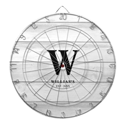 Weißer Weißholz aus rustikalem Land Personalisiert Dartscheibe (vorne)