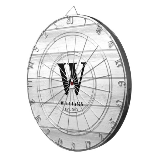 Weißer Weißholz aus rustikalem Land Personalisiert Dartscheibe (Vorderseite rechts)