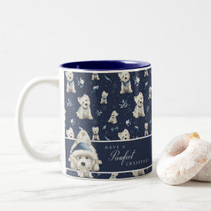 Weißer Westie Weihnachten Zweifarbige Tasse