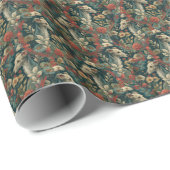 Weißer Whippet oder Iggie William Morris Stil Blum Geschenkpapier (Rolleneckpunkt)