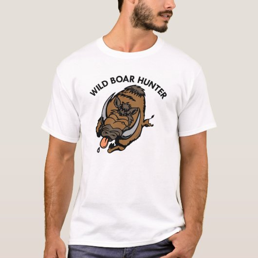 Weißer wilder Eber-Jäger T-Shirt (Vorderseite)