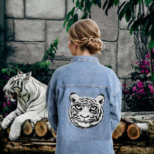 Weißer Wilder Tiger  Jeansjacke