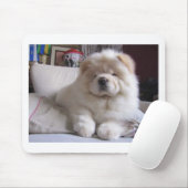 Weißer Windbeutel-Chow-Chow-Welpe Mousepad (Mit Mouse)