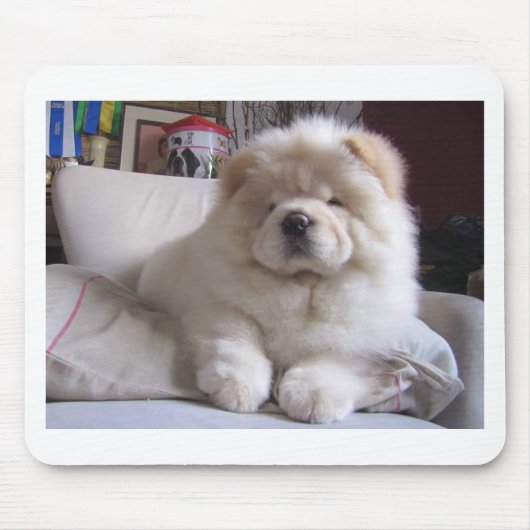 Weißer Windbeutel-Chow-Chow-Welpe Mousepad (Vorne)