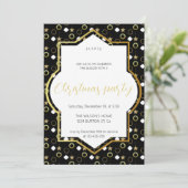 Weißer Winter auf Schwarz und Gold Weihnachten Par Ankündigung (Stehend Vorderseite)