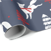 Weißer Winter Forrest Foxes Weihnachtsbaum-Muster Geschenkpapier (Rolleneckpunkt)