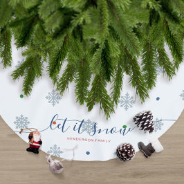 Weißer Winter Lass es schneien individuelle Name Polyester Weihnachtsbaumdecke