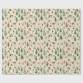 Weißer Winter: Schnee, Bäume & Skifahrer Geschenkpapier (Flach)