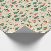 Weißer Winter: Schnee, Bäume & Skifahrer Geschenkpapier (Ecke)