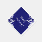 Weißer Winter Schneeflocken auf Blue Happy Holiday Serviette (Ecke)