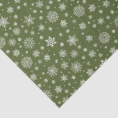 Weißer Winter Schneeflocken Grün Seidenpapier (Detail)
