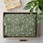 Weißer Winter Schneeflocken Grün Seidenpapier (Geschenk)