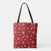 Weißer Winter Schneeflocken hell rot Tasche (Rückseite)