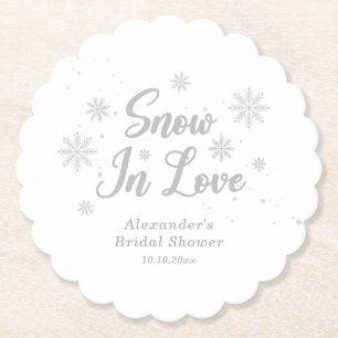 Weißer Winterschnee im Brautparty Liebe Untersetzer