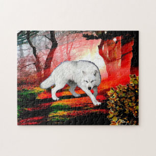 Weißer Wolf an abgelegener Stelle Puzzle