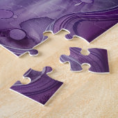 Weißer Wolf auf lila Abstrakt Puzzle (Seite)