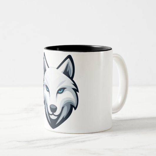 Weißer Wolf Becher Zweifarbige Tasse (VorderseiteRechts)