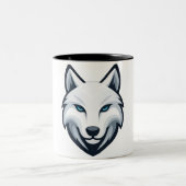 Weißer Wolf Becher Zweifarbige Tasse (Mittel)