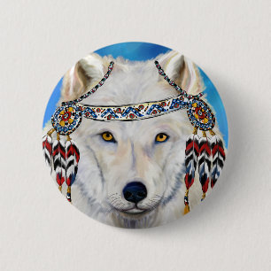 Weißer Wolf Button