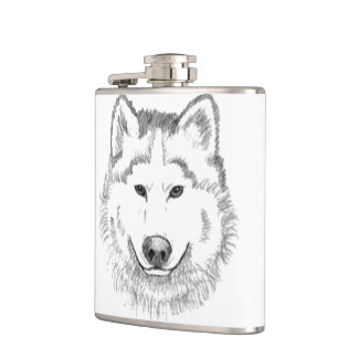 Weißer Wolf Flachmann