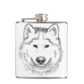 Weißer Wolf Flachmann (Vorderseite)