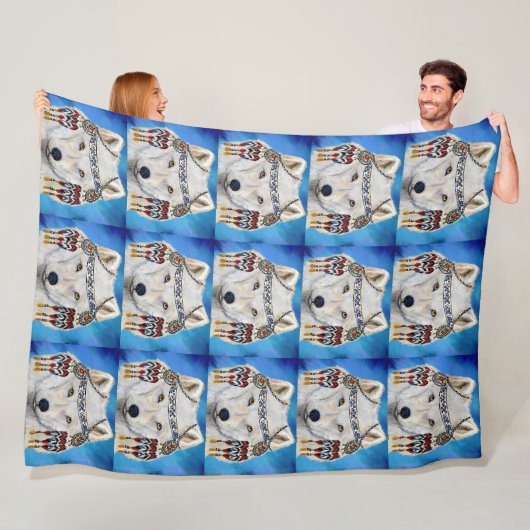 Weißer Wolf Fleecedecke (Beispiel)