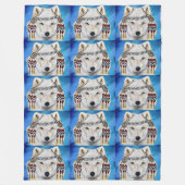Weißer Wolf Fleecedecke (Vorderseite)