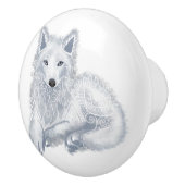 Weißer Wolf Geist Tier Keramik Knauf (Rechts)