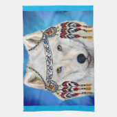 Weißer Wolf Geschirrtuch (Vertikal)