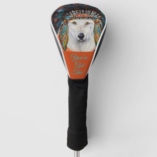 Weißer Wolf Golf Headcover (Vorderseite)