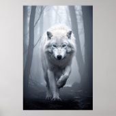 Weißer Wolf im Foggy Forest Poster (Vorne)