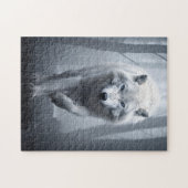 Weißer Wolf im Foggy Forest Puzzle (Horizontal)
