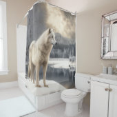 Weißer Wolf im Winter Duschvorhang (Beispiel)