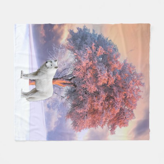 Weißer Wolf im Winter | Rosa Decken (Vorderseite (Horizontal))