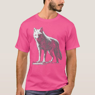Weißer Wolf in Pixels Tierkunstmotiv Wolf T-Shirt